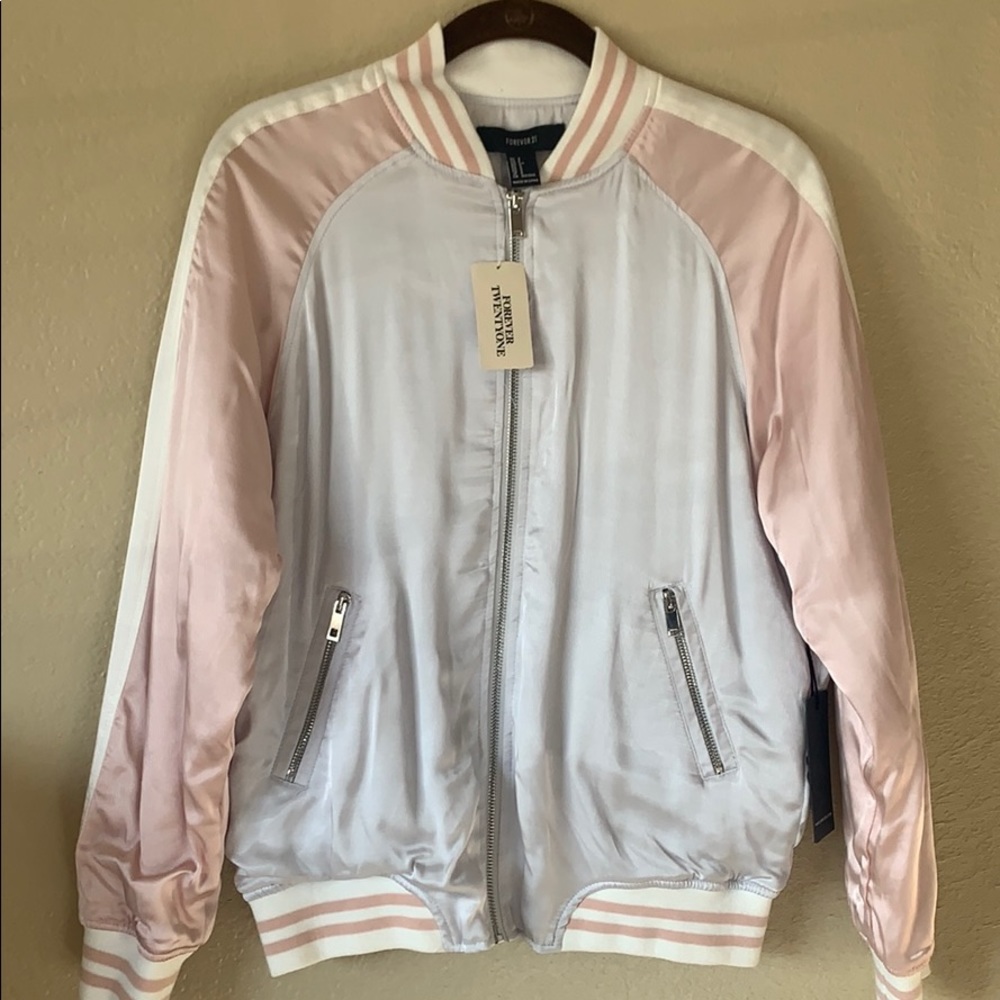 Forever 21 Pink Satin Bomber Jacket
